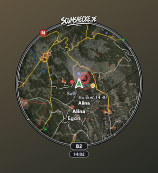 Runde Minimap mit Squadmitgliedern, Blickrichtung und Markierungen